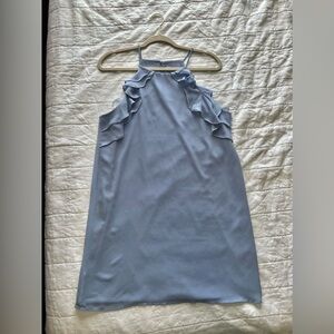 Lily Rain Naked Zebra Blue Ruffle High Neck Mini Shift Dress size L